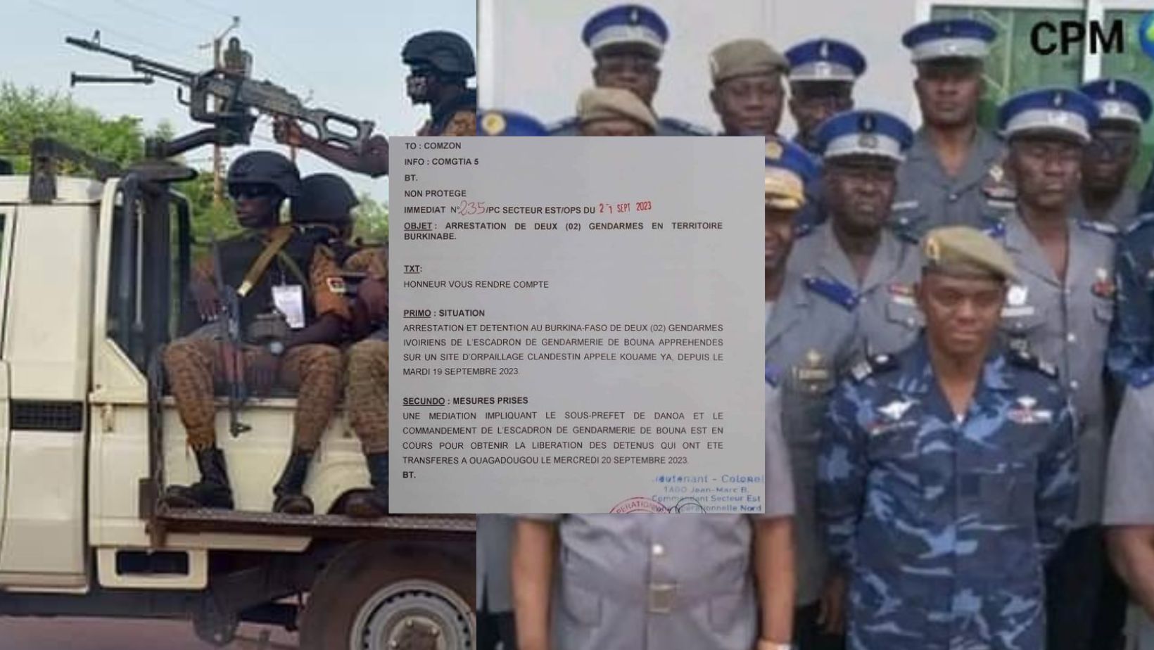 Deux gendarmes Ivoiriens appréhendés sur le territoire Burkinabè